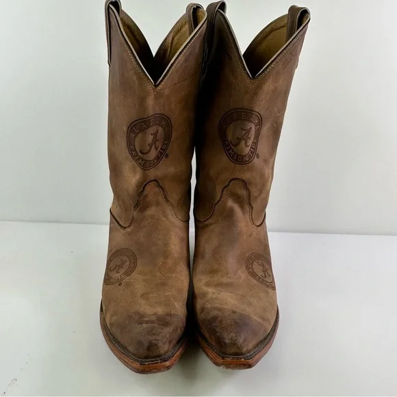COLLEGE BOOTS Nocona Alabama Crimson Tide Brown Leather USA Women’s 10B - Picture 4 of 9